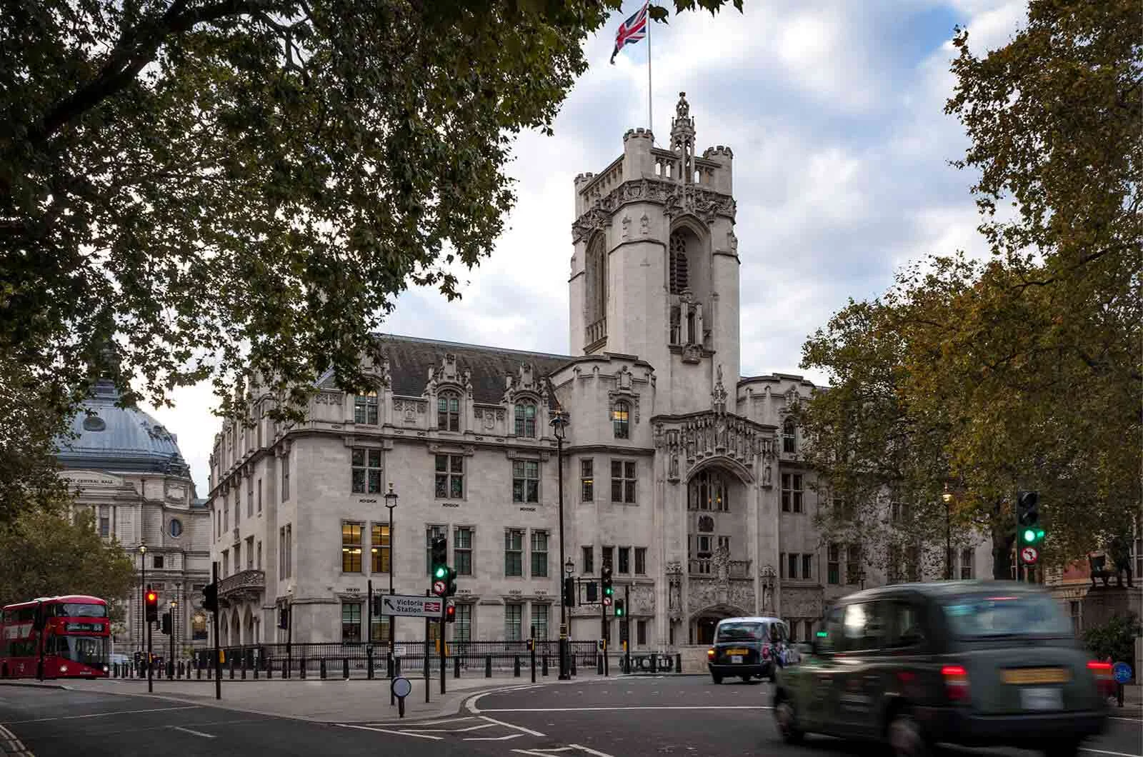 The building of the Supreme Court of the United Kingdom, in London. Concept of legal translations.