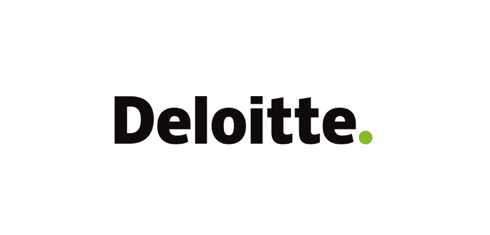The black-lettered Deloitte logo with a green full stop. Financial translation services customer.