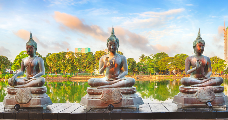 Seema Malaka temple on Beira Lake in Colombo. Concept of Sinhala translation services.