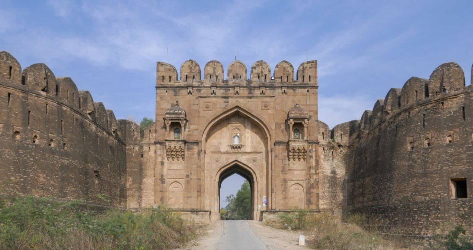 Sohail gate at ancient Rohtas fort in Punjab, Pakistan. Concept of Punjabi translation services.