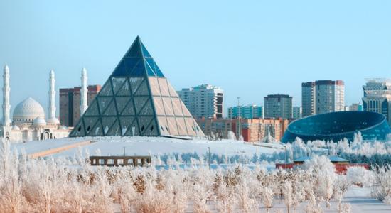 The Pyramid of Peace and Reconciliation cultural centre in Astana, Kazakhstan. Concept of Kazakh translation services.