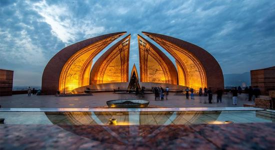 The Pakistan Monument, a cultural site in Islamabad, Pakistan. Concept of English to Urdu translation services.