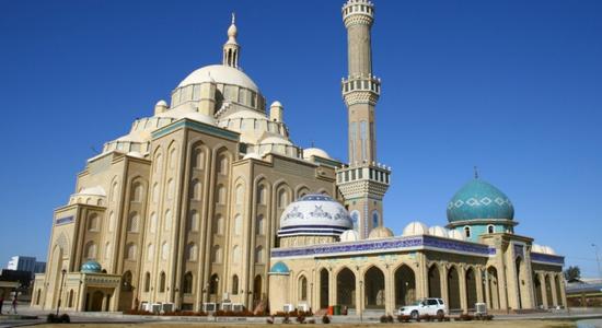 Celil Hayat Mosque in Arbil. Concept of Kurdish translation services.