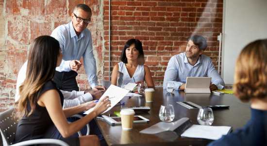 Business people meeting in a modern office. 
