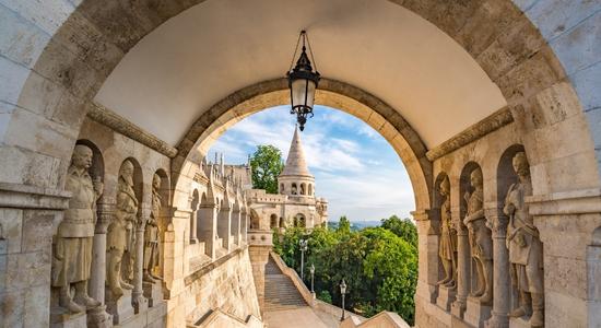 View of fisherman bastion gate in Budapest, Hungary.