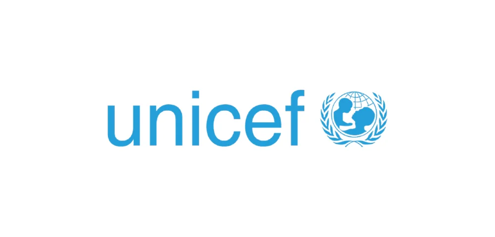 The blue logo and symbol of UNICEF.