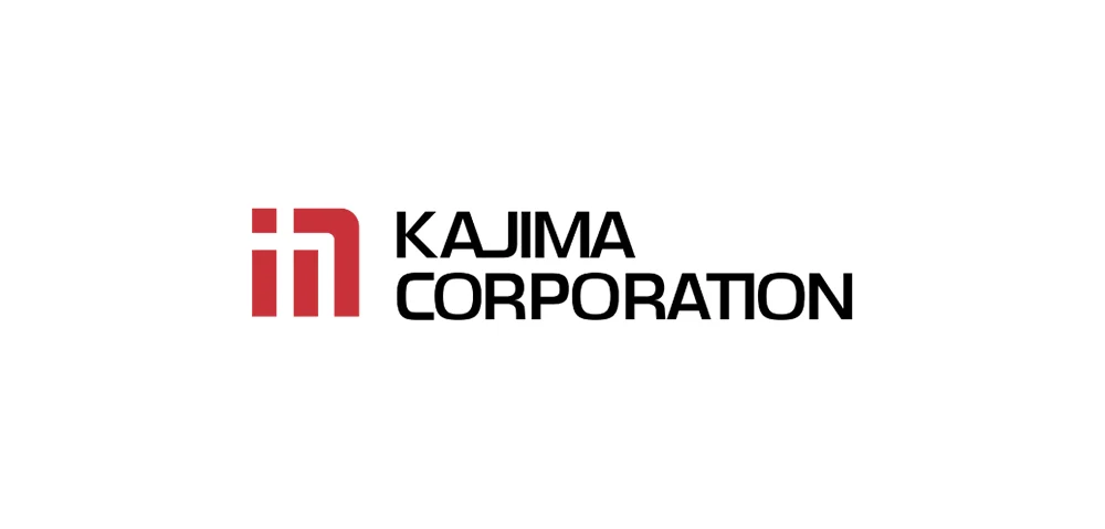 The red logo and black block letters of the logo of Kajima Corporation.
