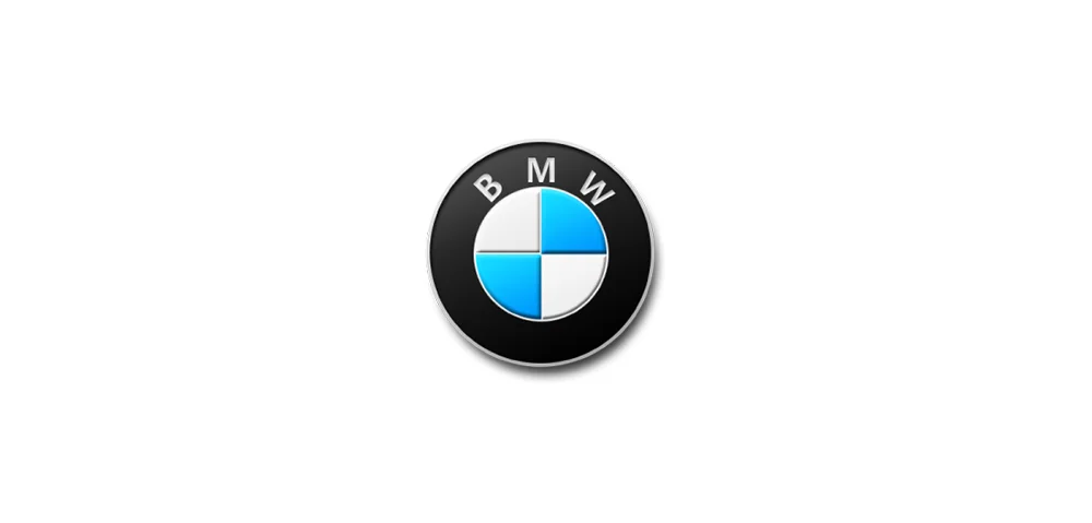 BMW logo, inner circle of blue-and-white check patterns, outer black ring. 