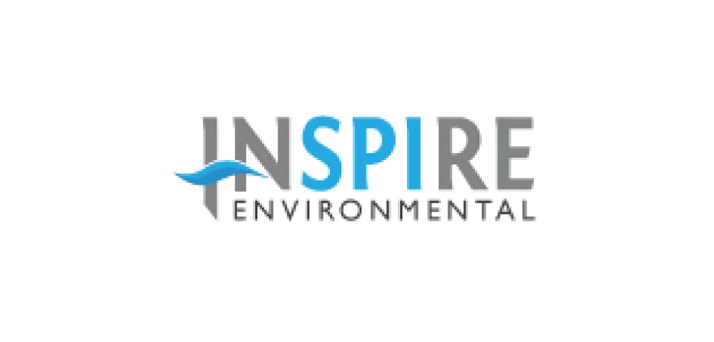 The blue and gray block-lettered logo of Inspire Environmental. 