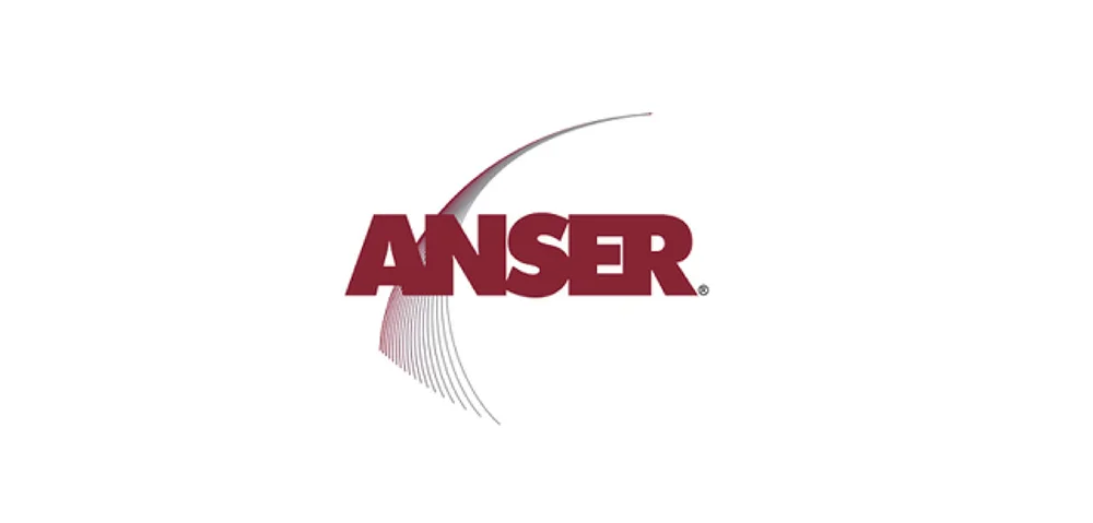 The maroon, block-lettered logo and symbol of ANSER.