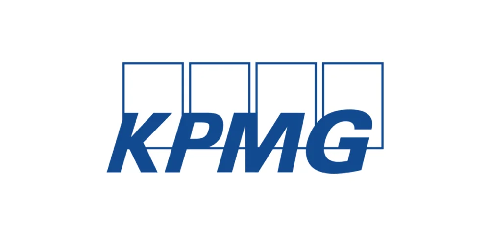 The blue, block-lettered logo of KPMG. 