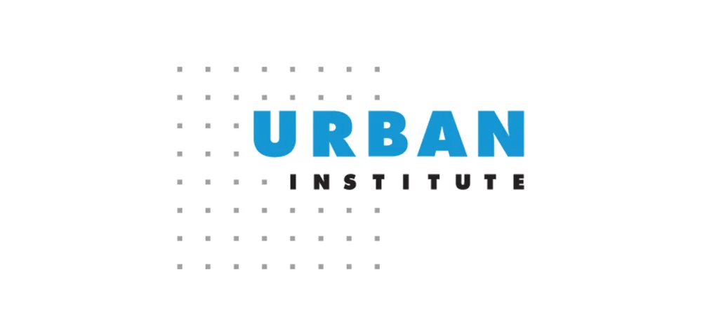 The blue and black block-lettered logo of Urban Institute. 