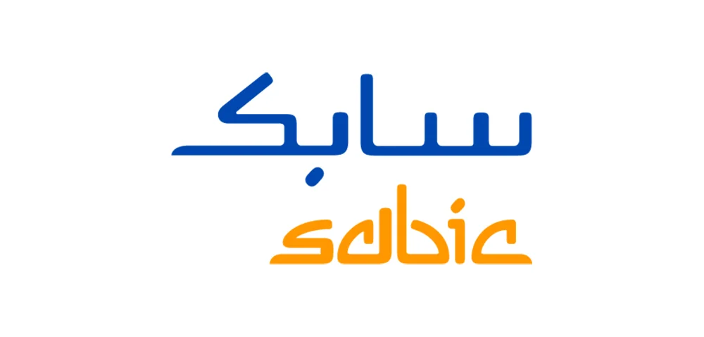 The Sabic logo, with English name in orange and Arabic in blue.